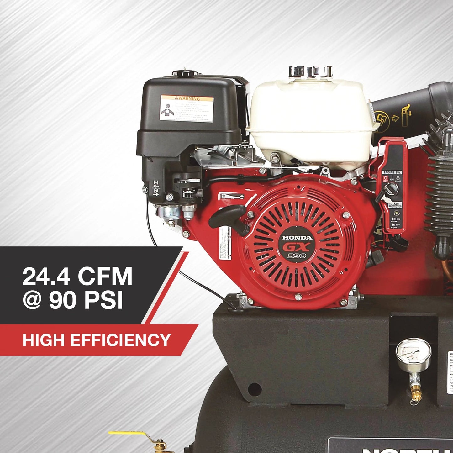 NorthStar Gas-Powered Air Compressor, Honda GX390 OHV Engine, 30-Gallon Horizontal Tank, 24.4 CFM @ 90 PSI