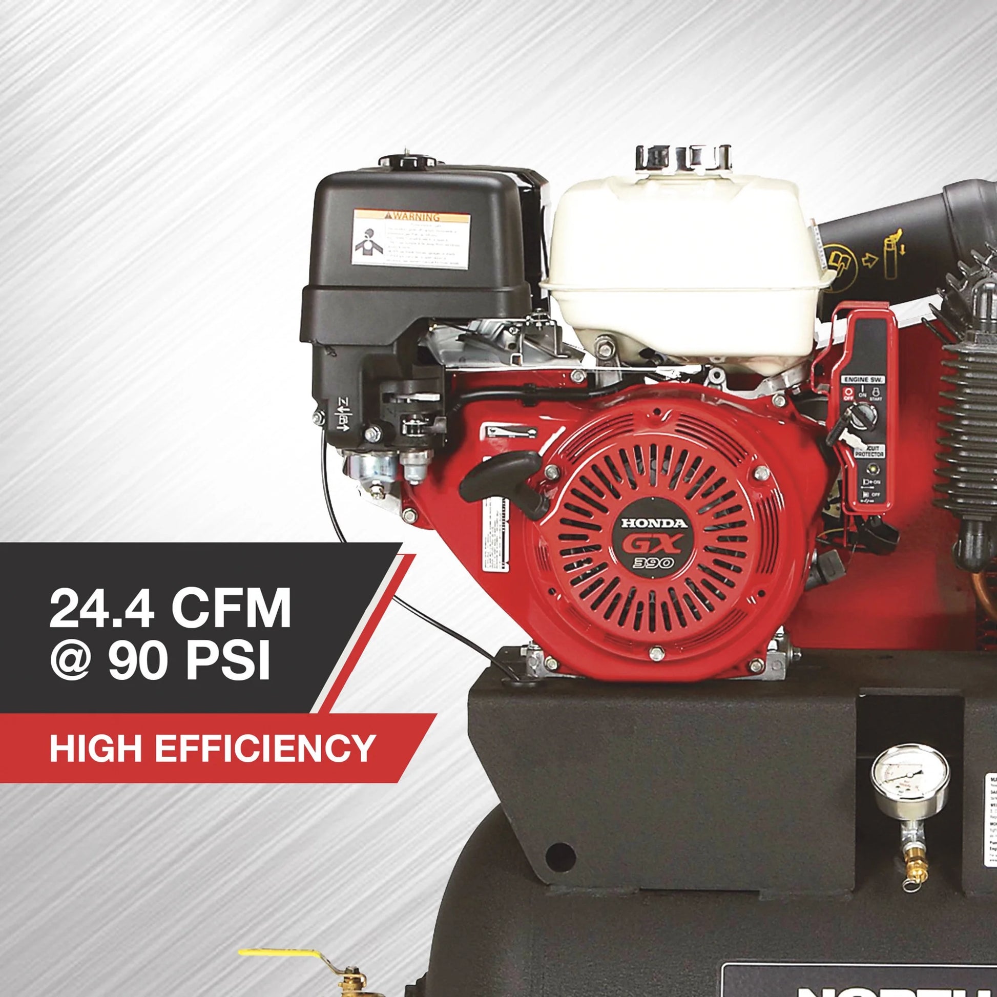 NorthStar Gas-Powered Air Compressor, Honda GX390 OHV Engine, 30-Gallon Horizontal Tank, 24.4 CFM @ 90 PSI