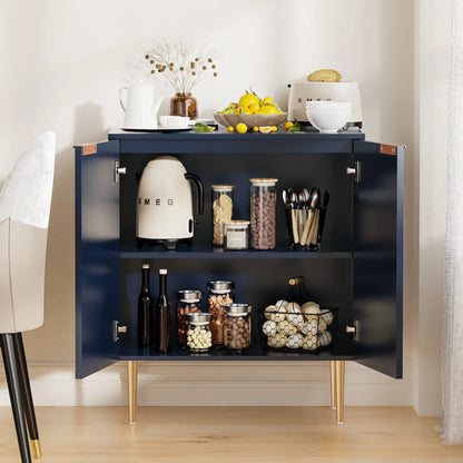 Boowill Sideboard Buffet Cabinet with Storage and Adjustable Shelves and Doors Kitchen Console Cabinet Blue Credenza Liquor Cabinets for Living Room, Office, Hallway