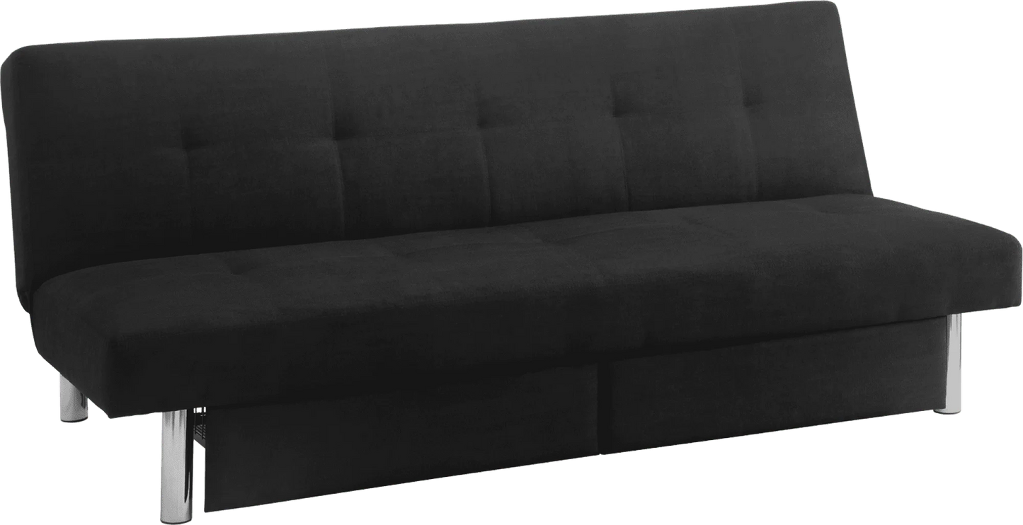 DHP Sola Storage Futon with Storage Drawers, Black Microfiber