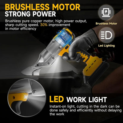 ZenCart Cordless Sheet Metal Cutter with LED Lights Durable Construction Portable Battery Powered Brushless Electric Metal Scissor
