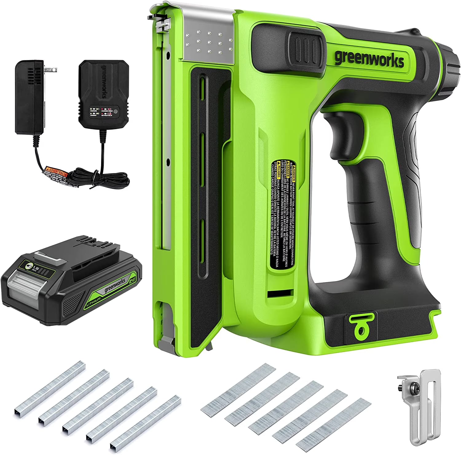 Greenworks 24V 3/8" Crown Stapler with 2Ah Battery & 2A Charger