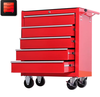 Seizeen Rolling Tool Chest on Wheels, Metal Tool Cart Toolbox Storage Cabinet Organizer W/7 Drawers, Red