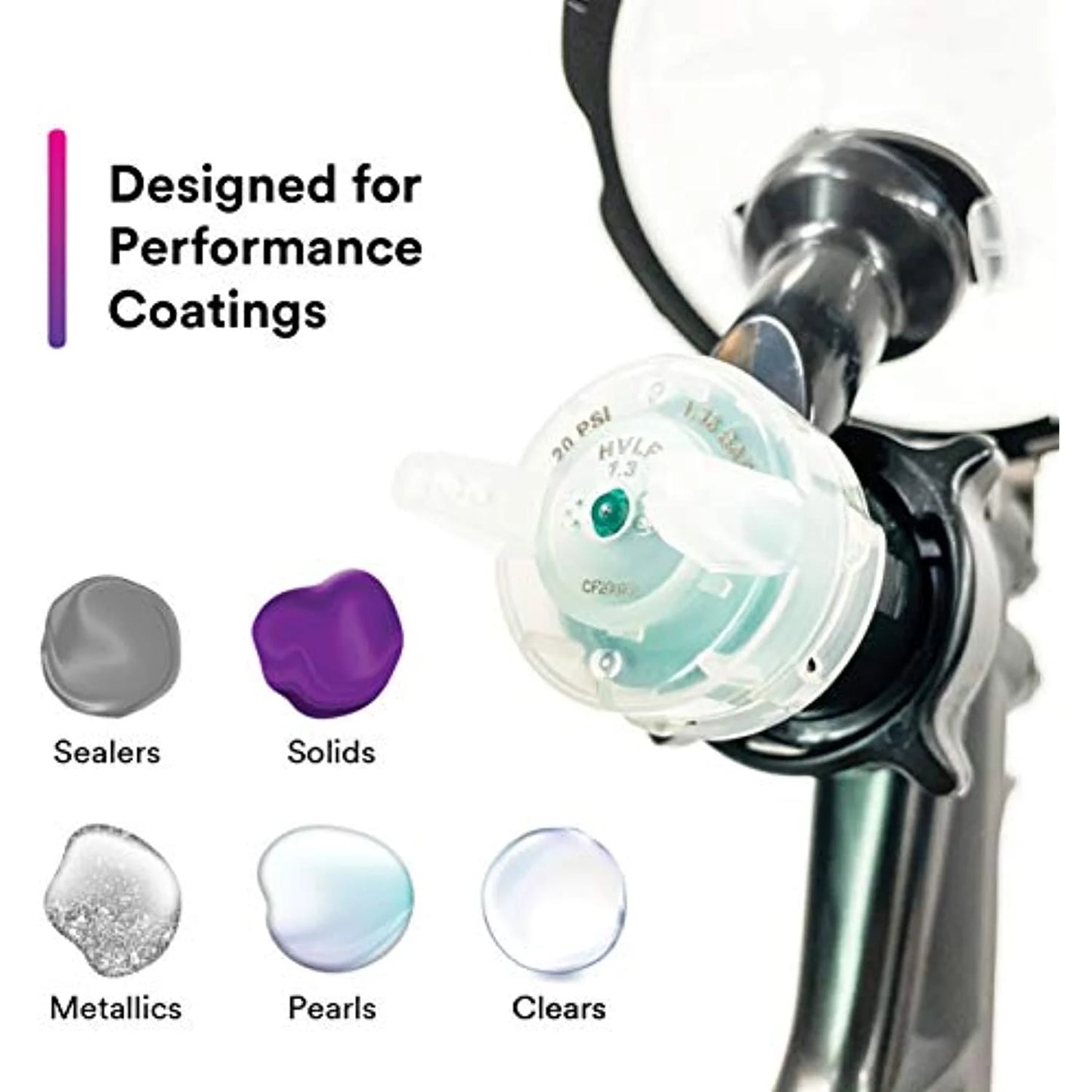 3M Performance Spray Gun Starter Kit, 26778, Includes PPS 2.0 Paint Spray Cup System, 15 Replaceable Gravity HVLP Atomizing Heads, Air Control Valve
