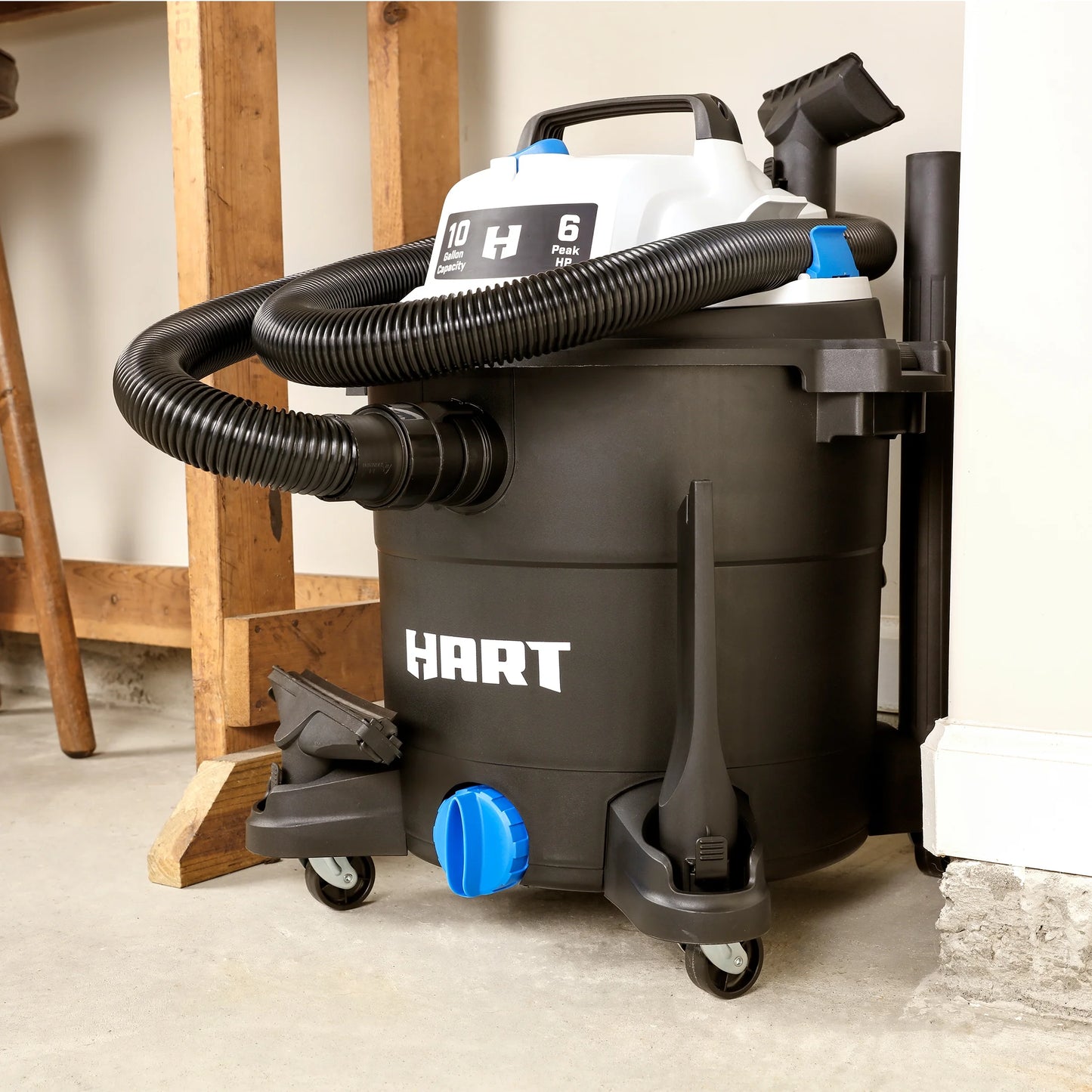 HART 10 Gallon 6 Peak HP Poly Wet/Dry Vacuum, VOC1012PF 3702