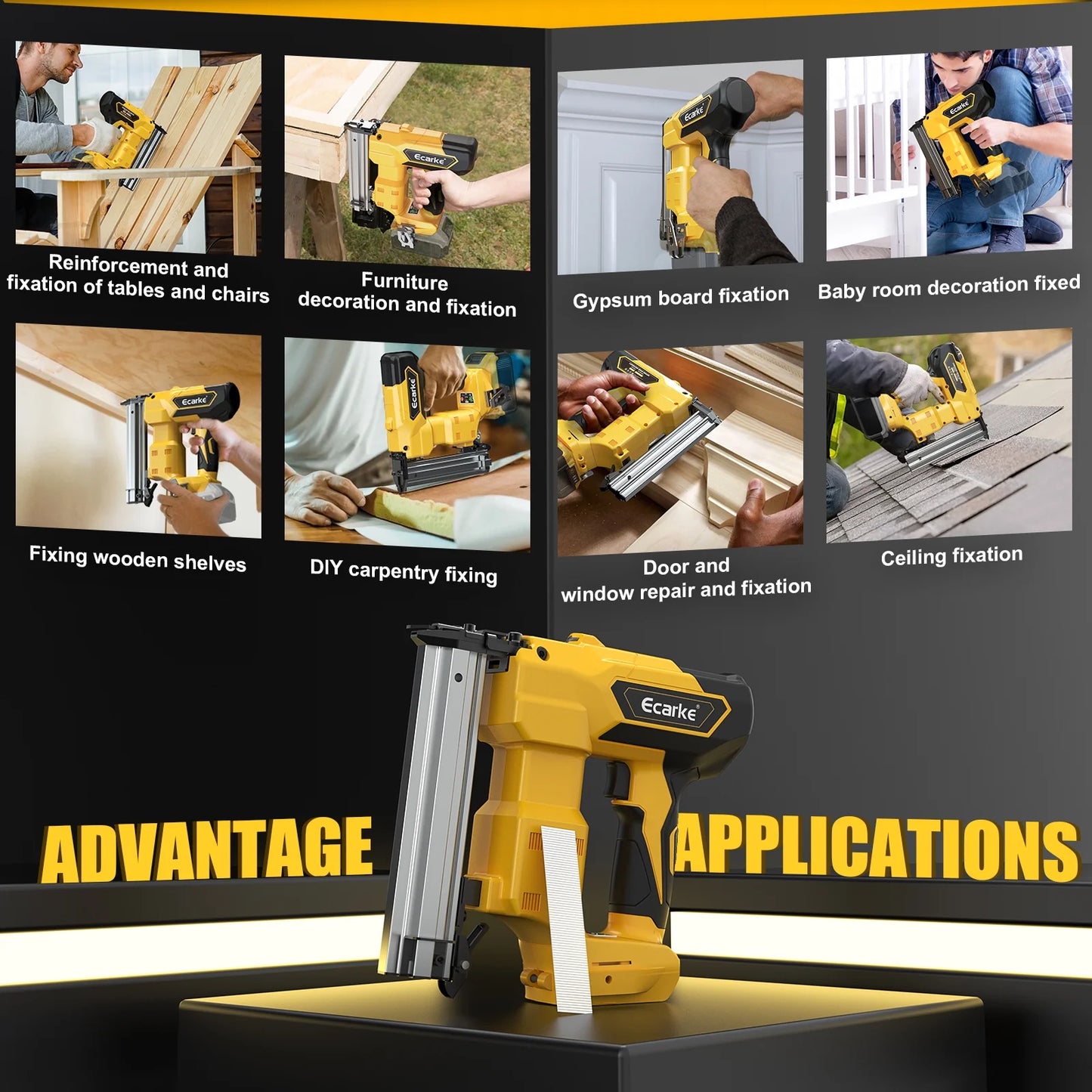 Cordless Brad Nailer Compatible with Dewalt 20V Battery: Brushless Electric Nail Gun with 1000 Nials - 2 Mode 18 Gauge Nail Gun,5/8 to 1-1/4 Inch for Upholstery Woodworking Carpentry(Tool Only)