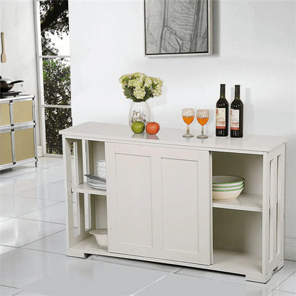 Topeakmart Antique White Buffet Cabinet Kitchen Table Sliding Door Stackable Sideboard Storage