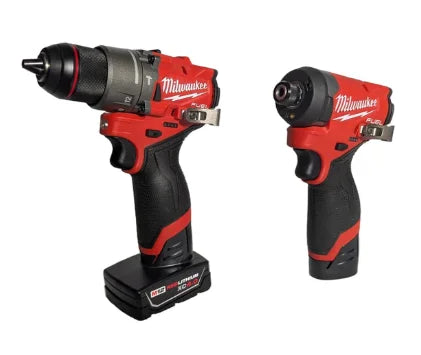 Milwaukee M12 FUEL 12V Lithium-Ion Brushless Cordless 2-Tool Combo Kit - 1/2" Hammer Drill & 1/4" Impact Driver with 2 Batteries, Charger & Bag (Model 3497-22)