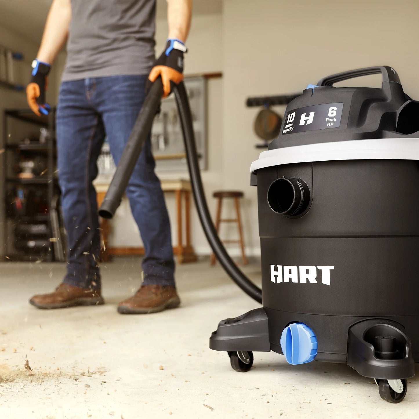 HART 10 Gallon 6 Peak HP Poly Wet/Dry Vacuum, VOC1012PF 3703