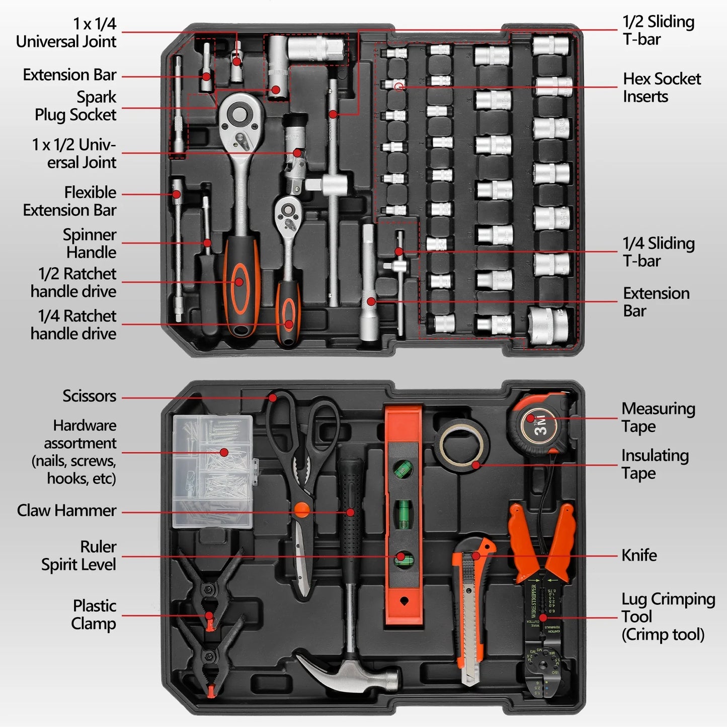 TLGREEN 799pcs Mechanic Tool Set with Trolley Case, Complete Household Tool Kit for Home, Automotive, Garage & Dorm