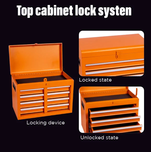 Heavy-Duty Metal Tool Storage Cabinet 5-Drawer Rolling with Detachable Top Box, Lockable Wheels & Adjustable Shelves, Secure Locking Mechanism, Space-Saving Design for Garage Workshop & Home Use