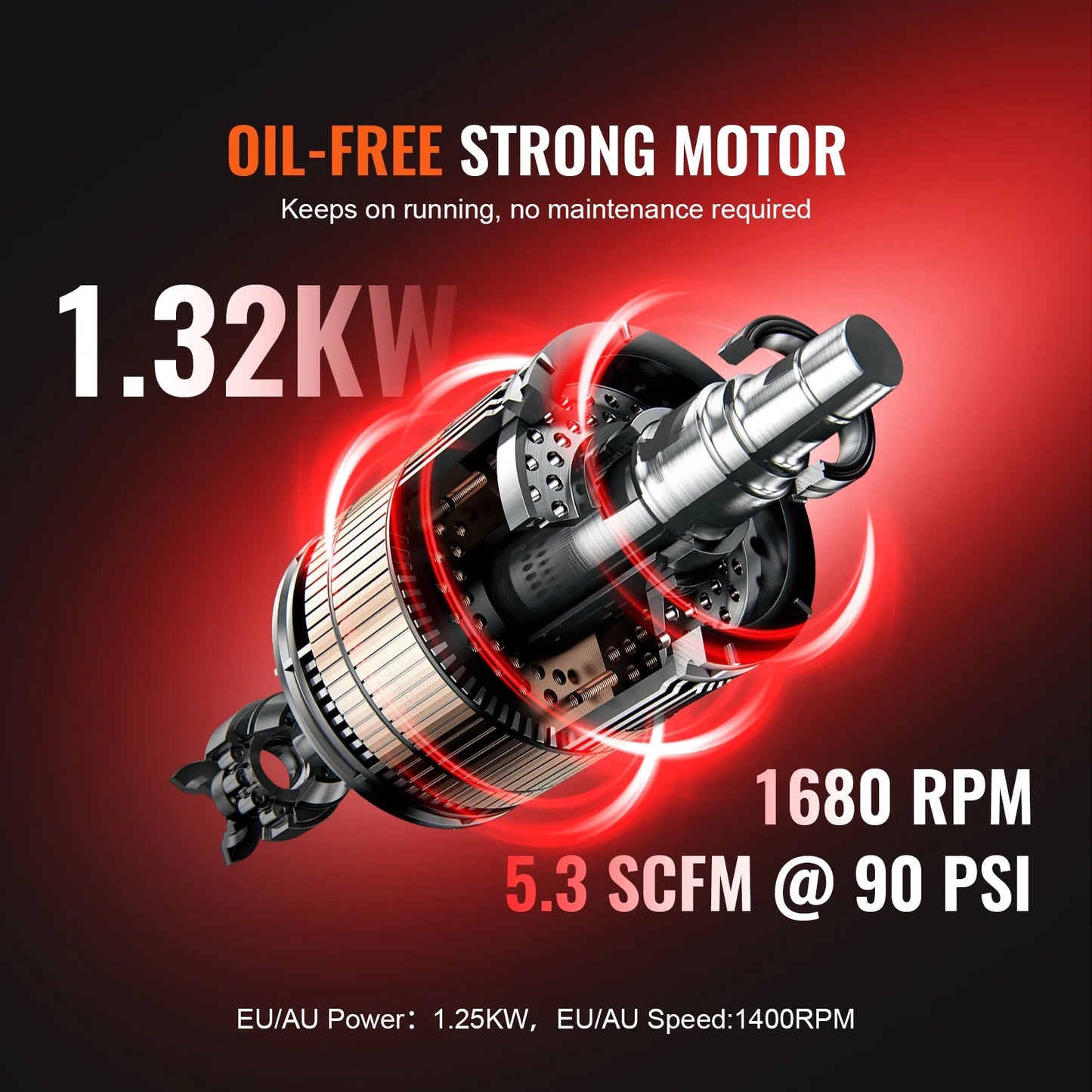KFFKFF Air Compressor with 15 Gallon Steel Tank, 2HP, 5.3 CFM@90 PSI, Oil-Free Operation & Max 125PSI. Quiet 78dB for Auto Repairs, Tire Inflation & Spray Paint
