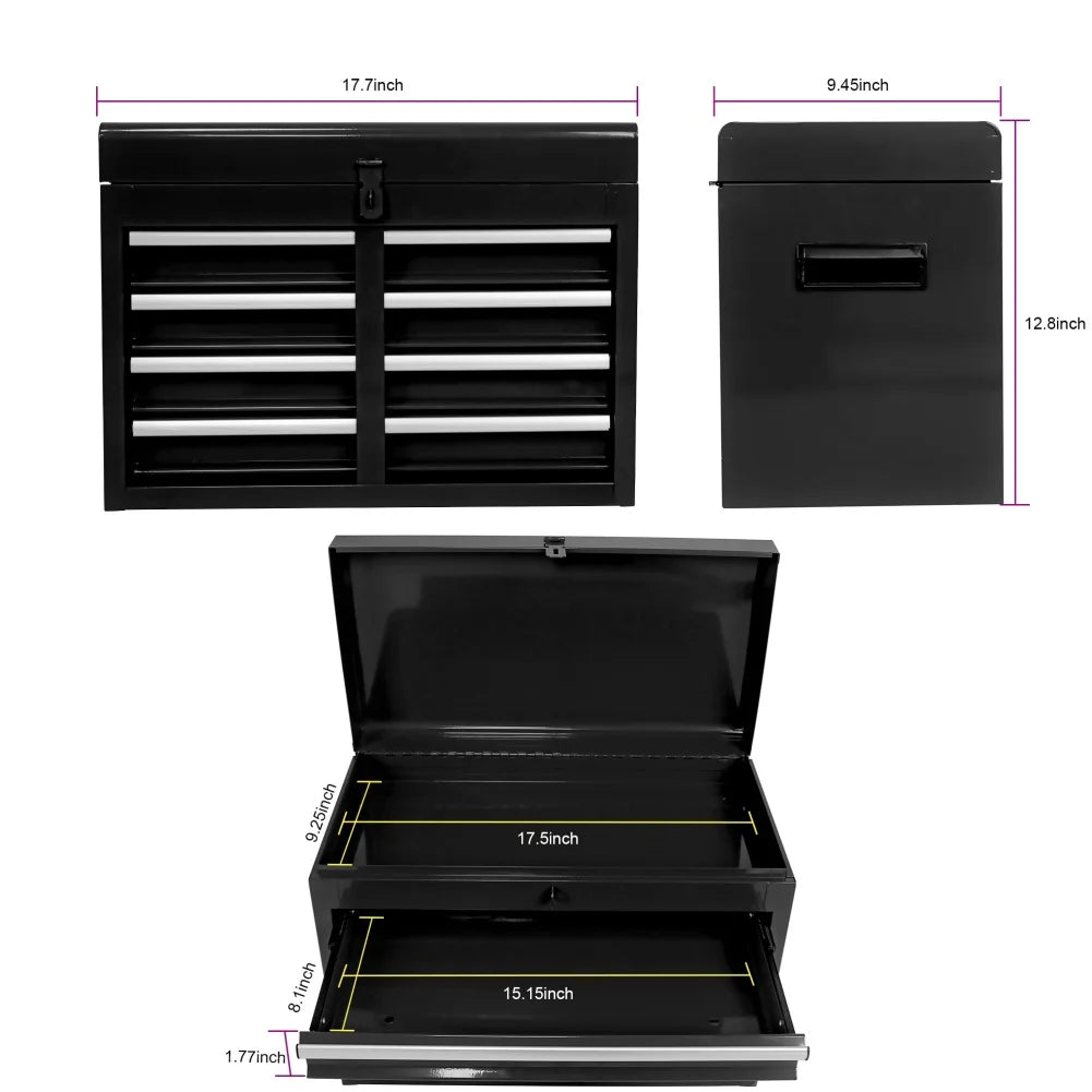 5-Drawer Rolling Tool Chest, Tool Storage Box with Wheels and Locking System, Removable Tool Cabinet with Bottom Cabinet and Adjustable Shelf, for Garage Warehouse Workshop