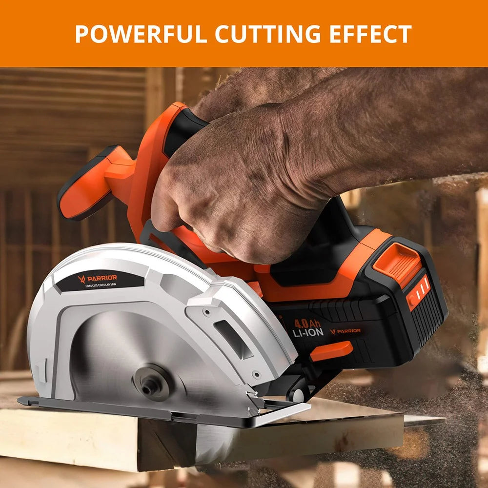 Parrior CCS05 20V Cordless Circular Saw, with 4Ah Battery, 3500RPM Rotating Speed, Fasting Charging, Adjustable Cutting Depth 45?/90?