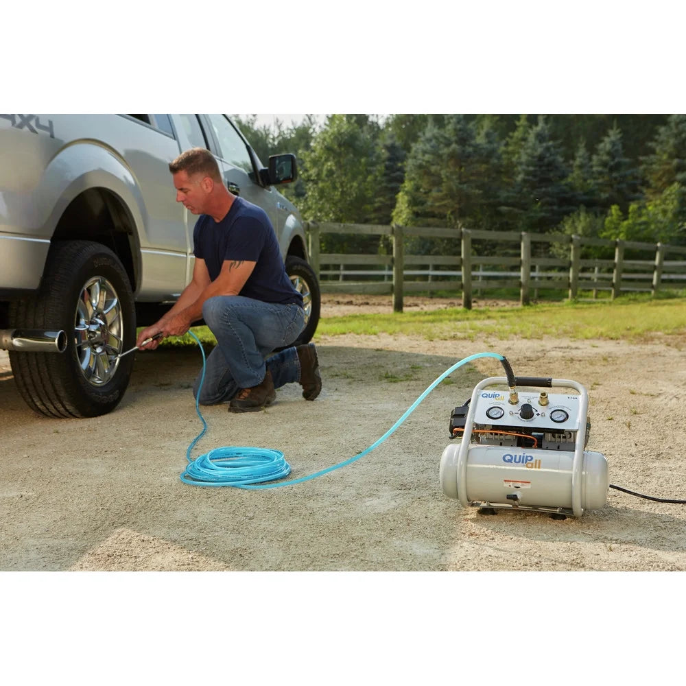Quipall 2-1-SIL 1 HP 1.6 Gallon Oil-Free Hotdog Air Compressor
