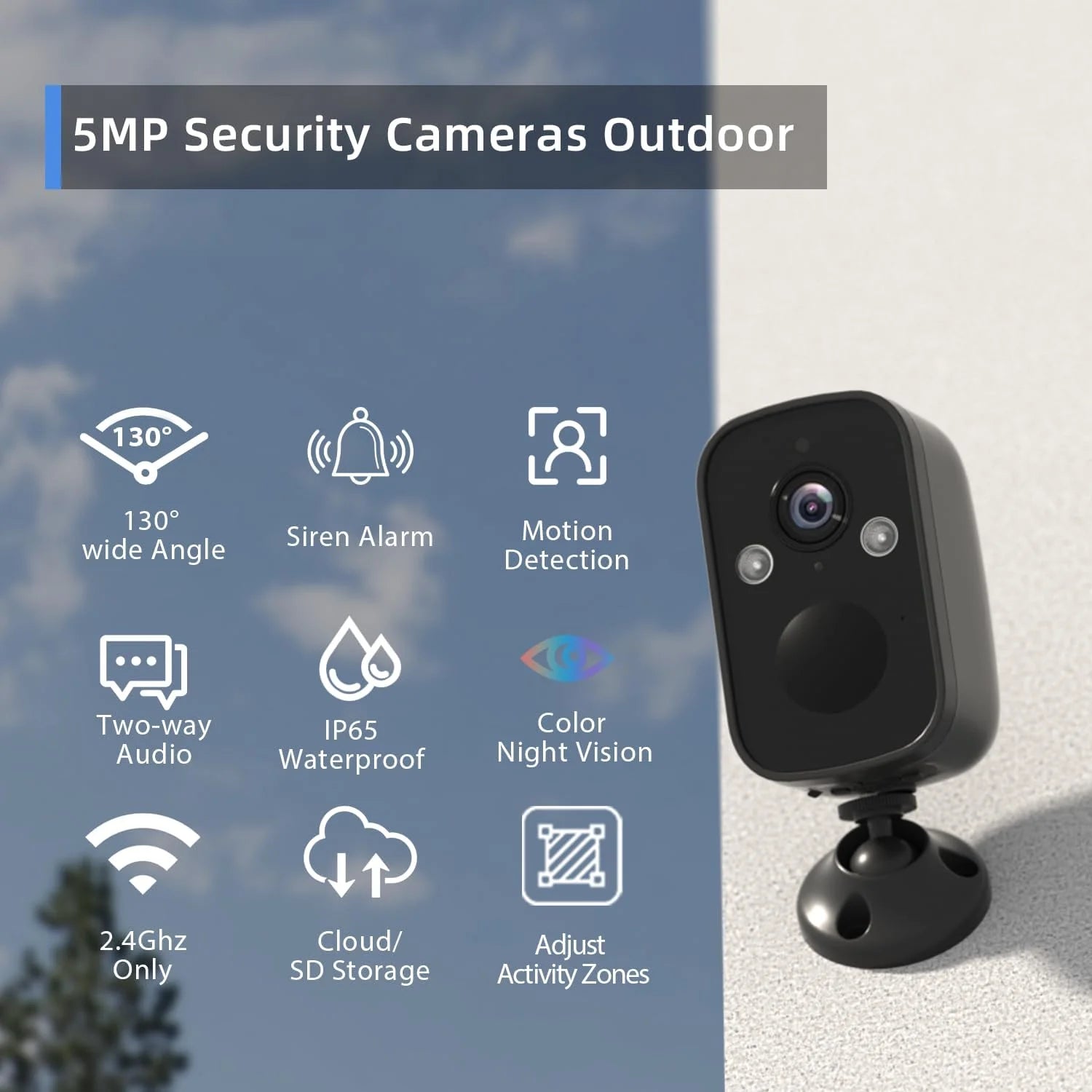 4Pack Wireless Security Cameras Outdoor, 5MP Battery-Powered Spotlight Siren Alarm WiFi Surveillance Indoor Home Camera, Color Night Vision, AI Motion Detection, 2-Way Talk, Cloud/SD Storage Support