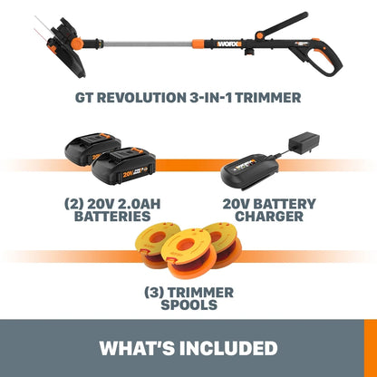 Worx WG170 20V Power Share GT Revolution 12" Cordless String Trimmer/Edger/Mini-Mower