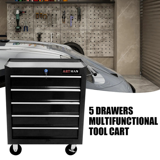 5 Drawers Rolling Tool Box Cart Tool Chest Tool Storage Cabinet with 4 Wheels US