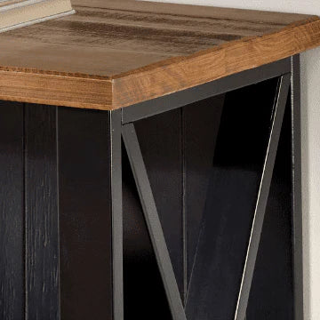 Woven Paths Solid Wood Storage Console Table, White/Reclaimed Barnwood