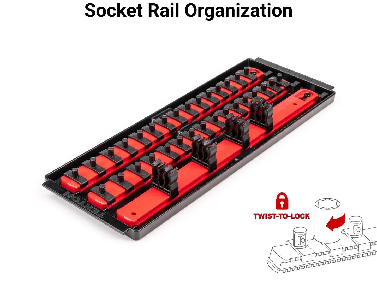 TEKTON 1/4 Inch Drive 12-Point Socket and Ratchet Set with Rails, 35-Piece (4-15 mm) | SKT03202