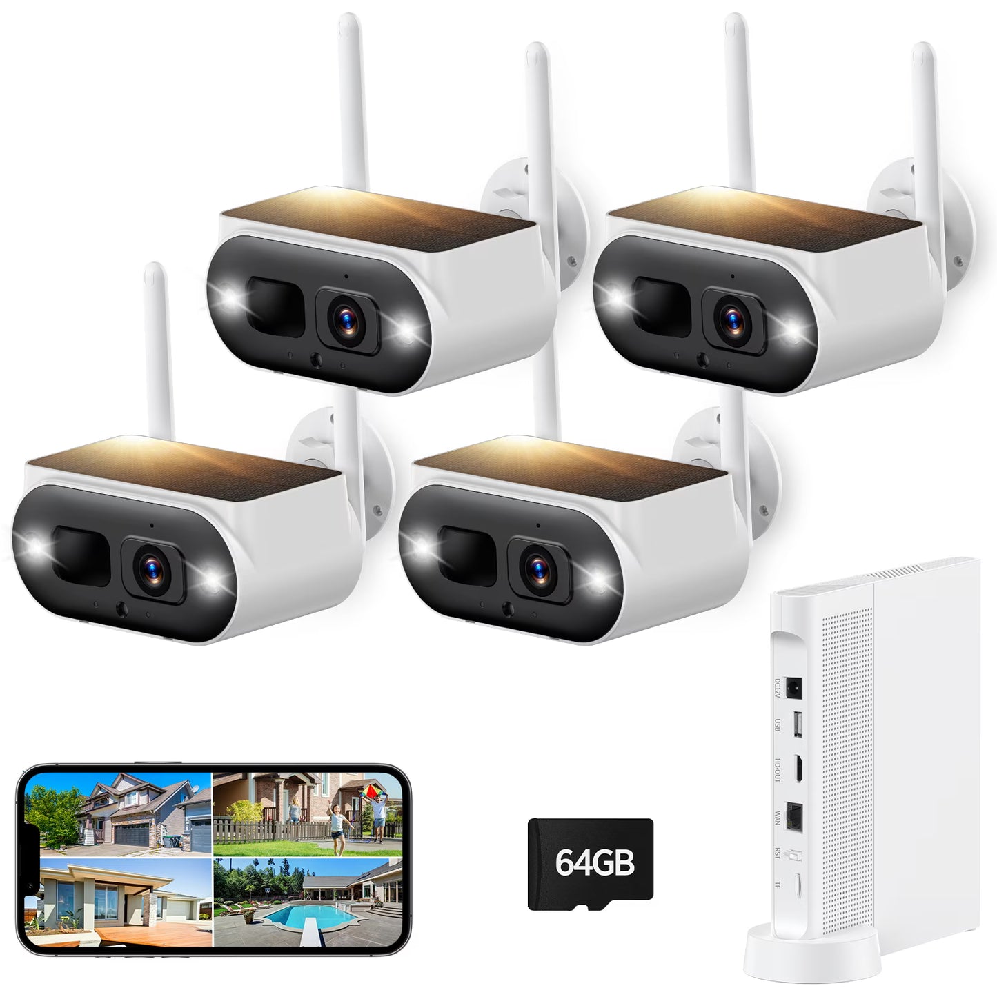 TOGUARD SC51 10CH 4MP Solar Wireless Security Camera System Outdoor with NVR, CCTV Camera Security System HDMI Output