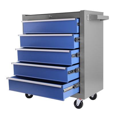 5-Drawers Rolling Tool Chest,Tool Chest with Link Buckle And Can Be Combined To Large Cabinet Set,Tool Cabinet On Wheels with Keyed Locking System And Drawer Liners,for Warehouse,Garage