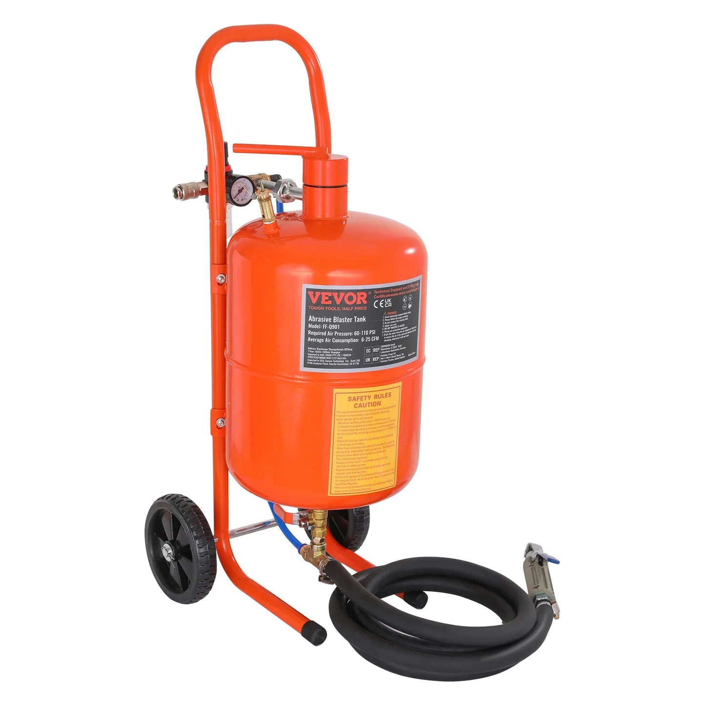 SKYSHALO 5 Gallon Portable Sand Blaster, 60-110PSI blasting Equipment Powerful and Efficient Portable Sand Blaster, Air Sand Blasting Kit with 4 Ceramic Nozzles and Oil-Water Separator for Paint