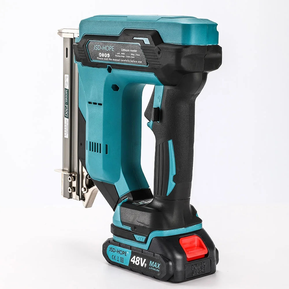 Brushless Cordless Nail Gun - Straight Nail Gun, Staple Nail Gun, Nail Shooter, Pneumatic Nail Gun; Equipped with Lithium Battery and Quick Charger, Suitable for Decorative Carpentry, Cabinets,