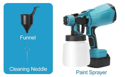iToolMax 800W, 21V, Blue Cordless HVLP Paint Sprayer, 1000ml Volume Capacity, 3 Spray Patterns, 5 Pieces