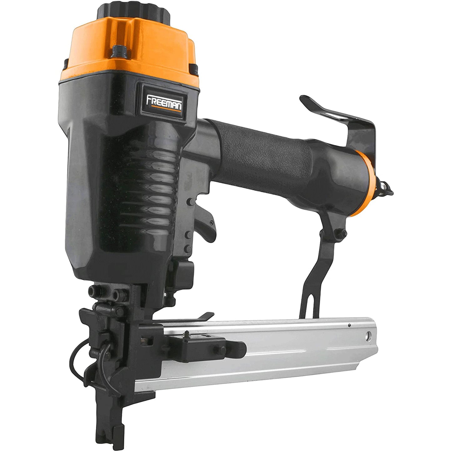 Freeman PFS16 Durable Pneumatic 16 Gauge 1 Inch Ergonomic and Lightweight Fencing Stapler with Belt Hook, Air Tool Oil, and Adjustment Tools