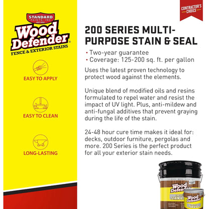 Wood Defender 200 Series Coffee Brown Semi-Transparent Stain & Sealer 5-gallon