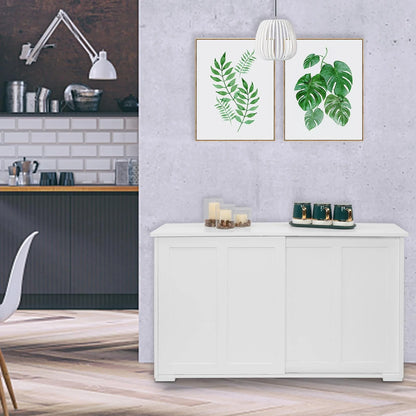 Ktaxon Storage Sideboard Buffet Cabinet, with 2 Sliding Doors Wine Shelf White