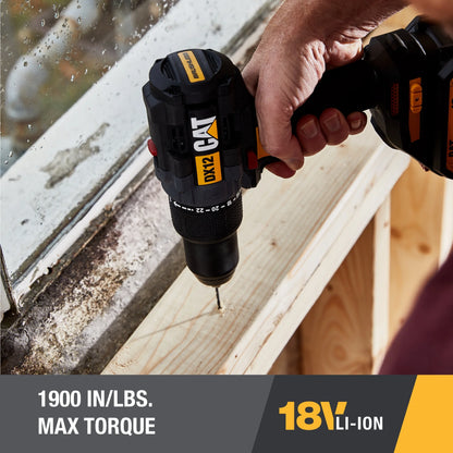 Caterpillar Cat DX12K 18V Cordless Hammer Drill & Impact Driver Combo Kit with 2 Batteries