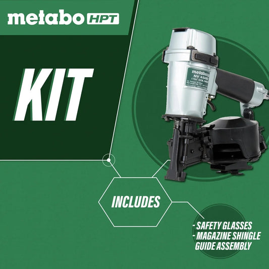 Metabo HPT Roofing Nailer, Pro-preferred Pneumatic Power Nailers in Roofing tools, Pneumatic Roofing Nailer for Asphalt Roofing Shingles, Nailer 16 Degree 7/8? to 1-3/4? Roofing Nails, NV45AB2