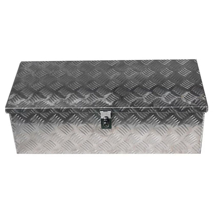 30 Trailer Tongue Tool Box Diamond Tread Aluminum Heavy Duty Truck Pick Up Underbody Flatbed RV Storage Organizer Handling Tools Weather Resistant w/Lock Sliver