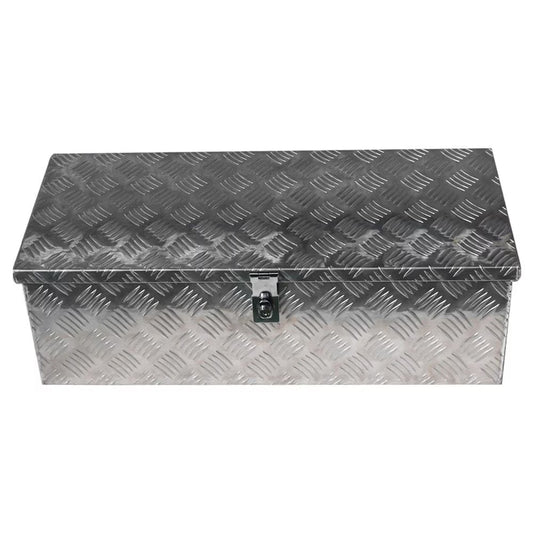 30 Trailer Tongue Tool Box Diamond Tread Aluminum Heavy Duty Truck Pick Up Underbody Flatbed RV Storage Organizer Handling Tools Weather Resistant w/Lock Sliver