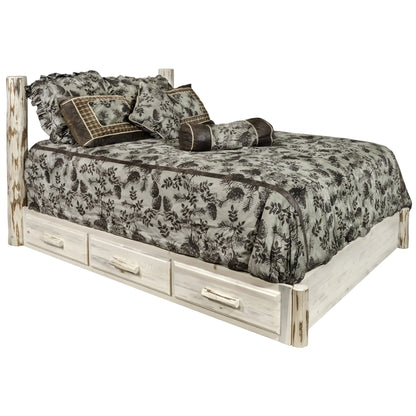 Montana Woodworks Collection King Platform Bed with Storage, Clear Lacquer Finish