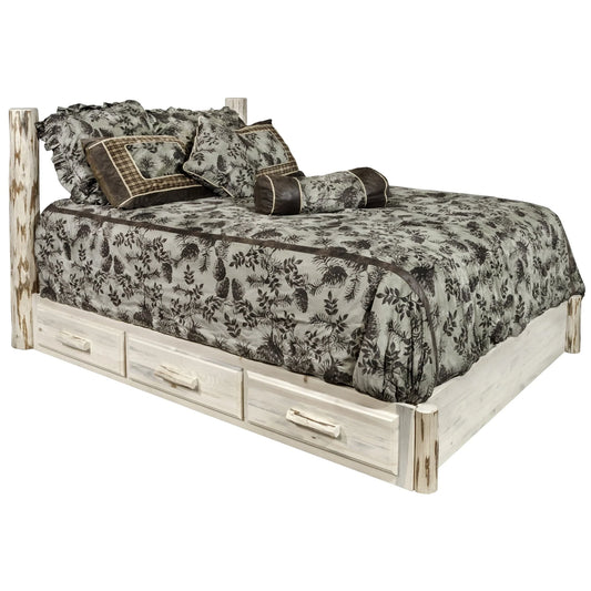 Montana Woodworks Collection King Platform Bed with Storage, Clear Lacquer Finish