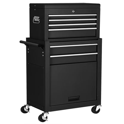 Costway 2 in 1 Rolling Cabinet Storage Chest Box Organizer w/6 Drawers Black