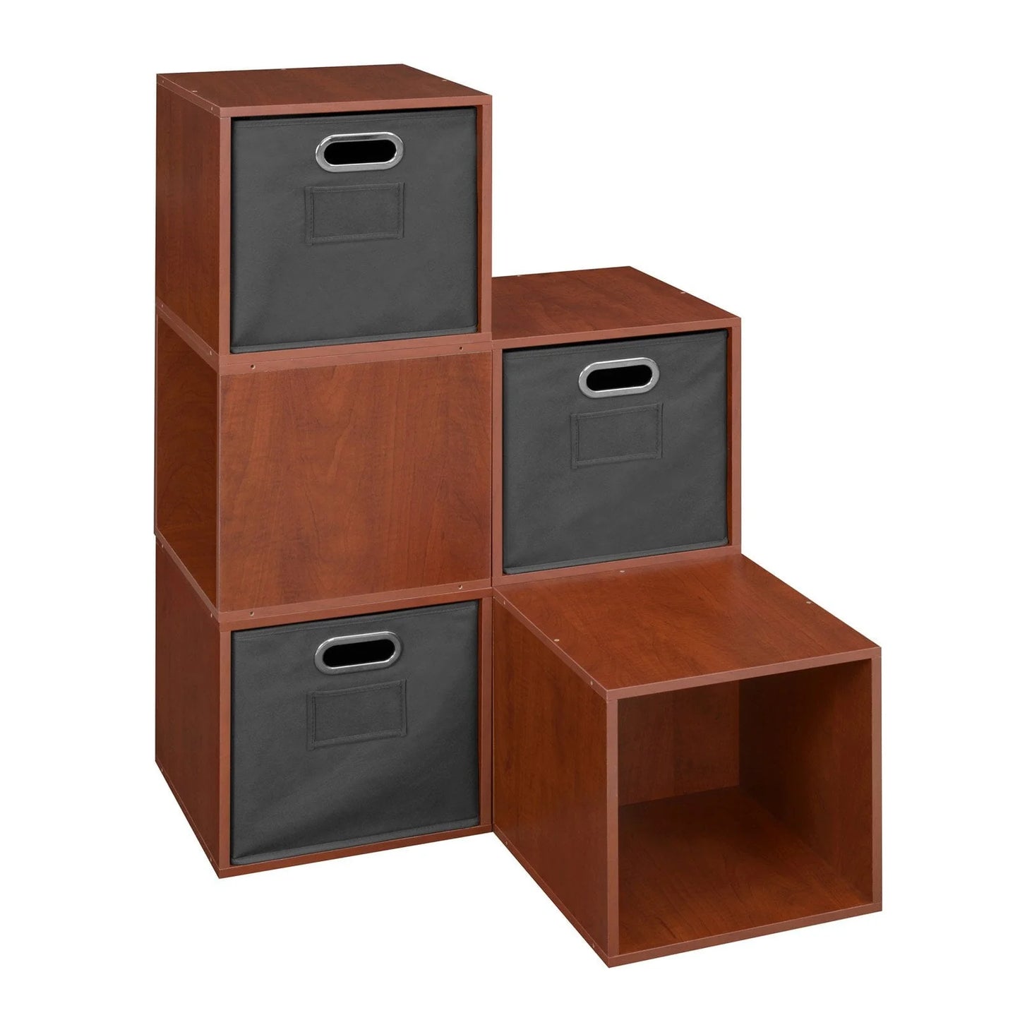 Niche PC6PKWH3TOTETL Cubo Storage Set with 6 Cubes & 3 Canvas Bins, White Wood Grain & Teal