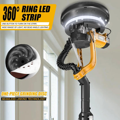 ZHJAN 880W Electric Drywall Sander with Vacuum, 5-Speed 2100RPM & LED, Adjustable Handle w/12 Sanding Discs & Dust Bag (59")