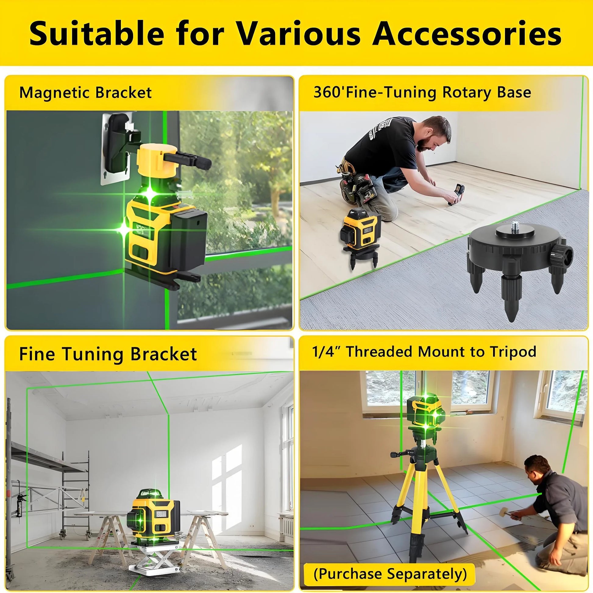 Laser Level,GOCHIFIX 16 Lines 4x360? Green Cross Laser Level Self Leveling with Tripod,Rotating Bracket,Remote Control,Lifting Platform,Rechargeable Battery and Storage Box