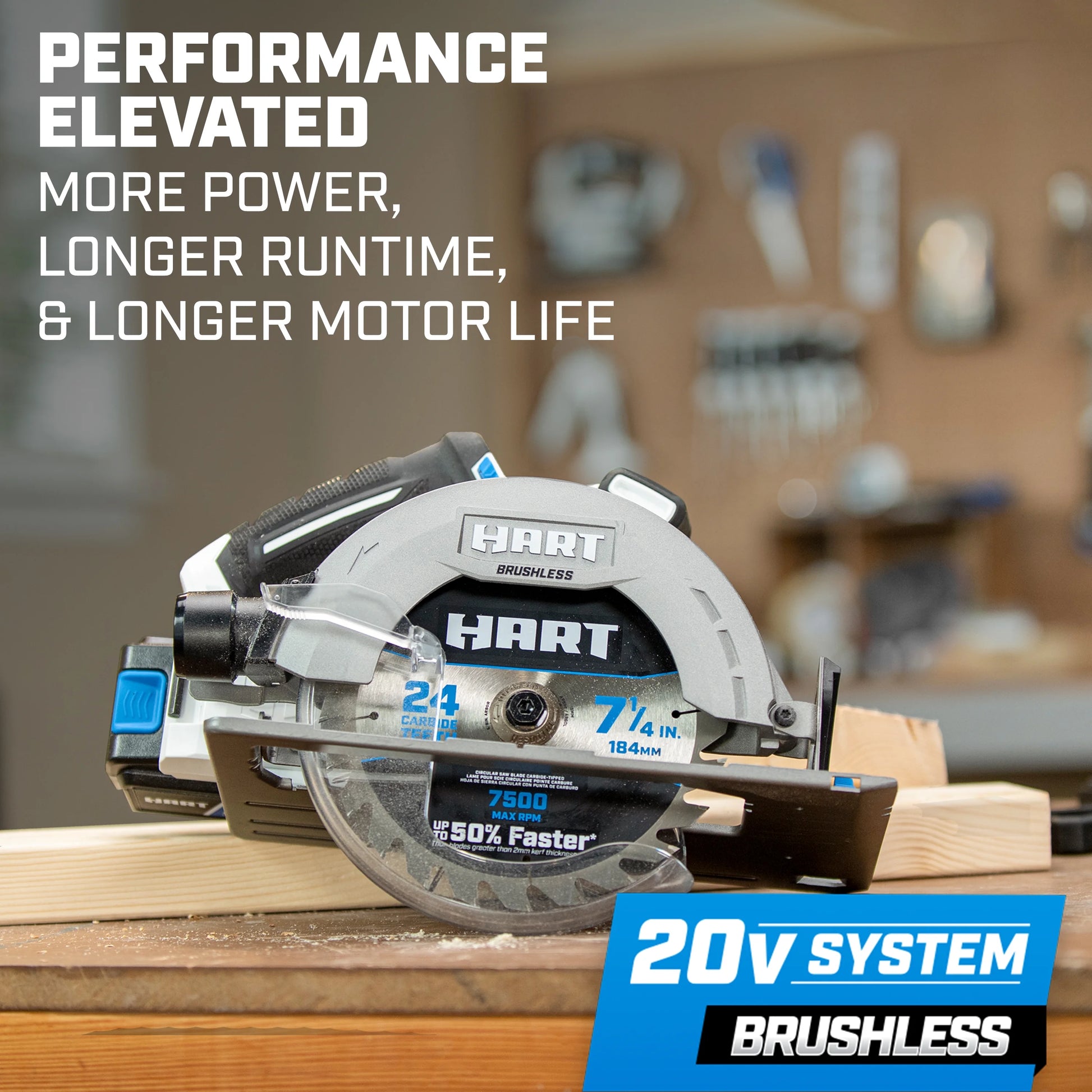 HART 20-Volt 7-1/4-inch Brushless Circular Saw (Battery Not Included)