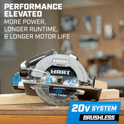 HART 20-Volt 7-1/4-inch Brushless Circular Saw (Battery Not Included)