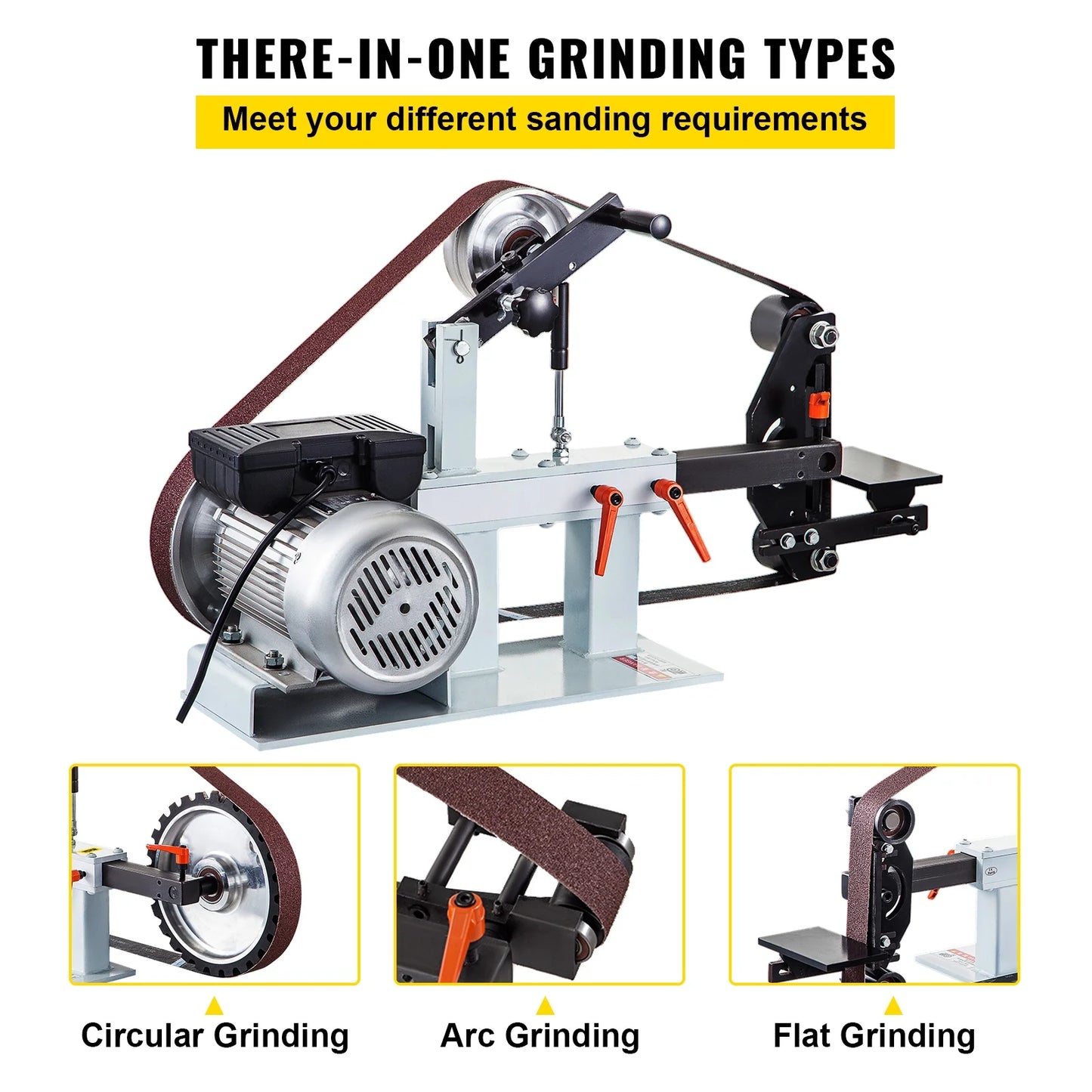 KFFKFF 2" x 82" Belt Grinder, 2HP 1500W, Versatile 3-in-1 Constant Speed Sander, 110V Bench Sander with 12" Wheel, Flat Platen Tool Rest, Ideal for Knife Crafting