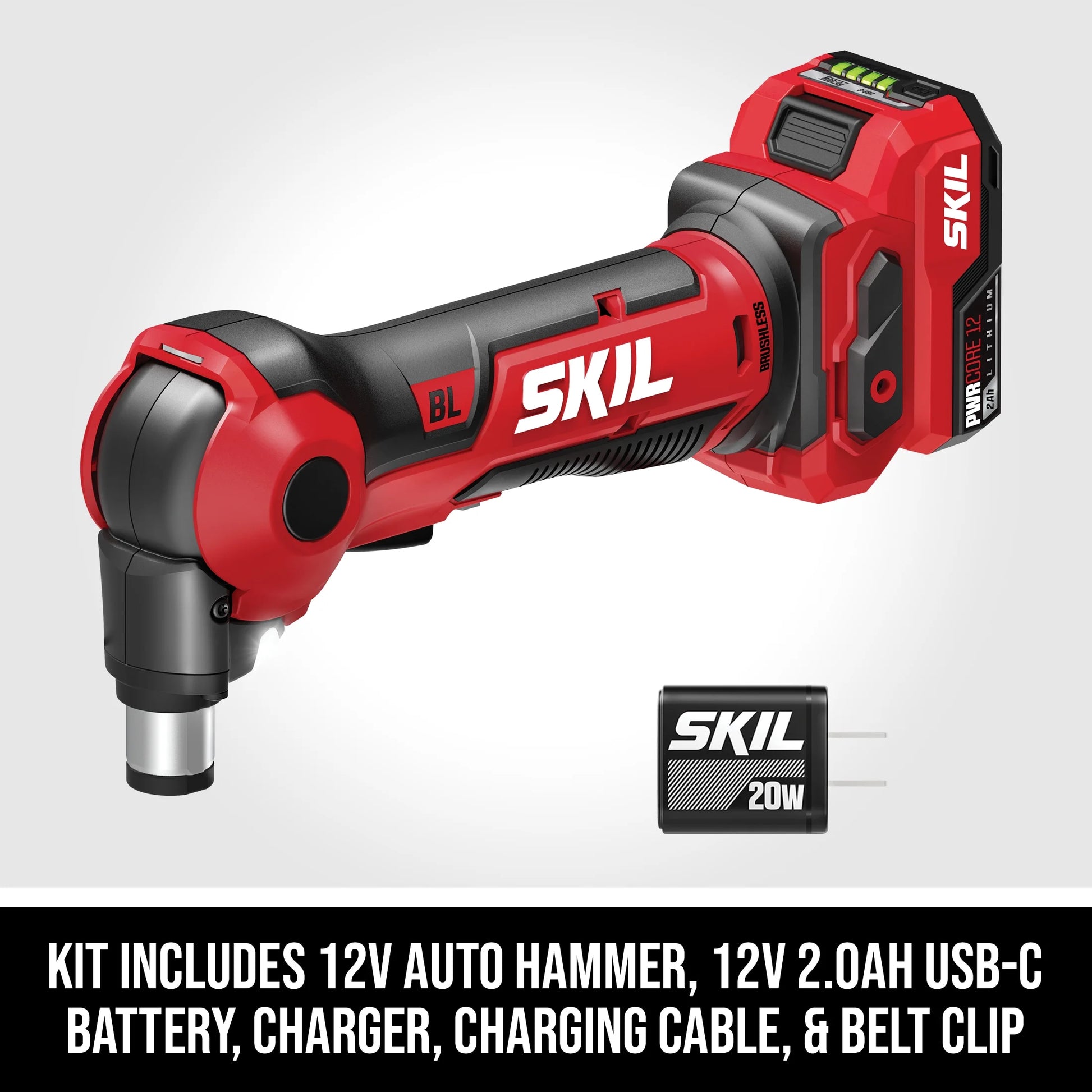 SKIL 12V Brushless Auto Hammer Kit Including 12V 2.0Ah Lithium USB-C Battery and Charger-AH6552A-11
