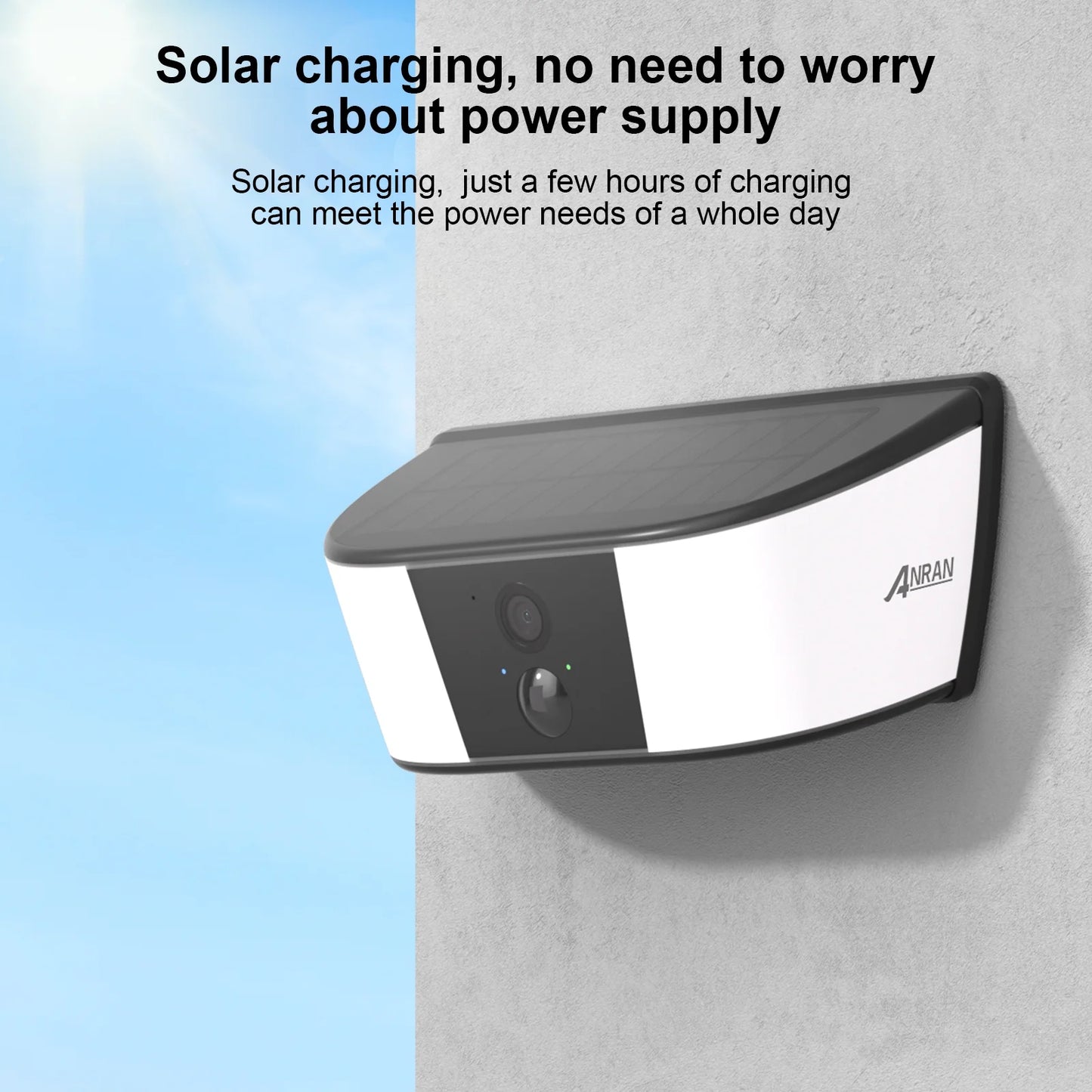 ANRAN 2K Security Camera Wireless Outdoor, Solar Wall Camera, Smart Siren, Spotlights, Color Night Vision, PIR Human Detection, Pan Tilt Control, 2-Way Talk