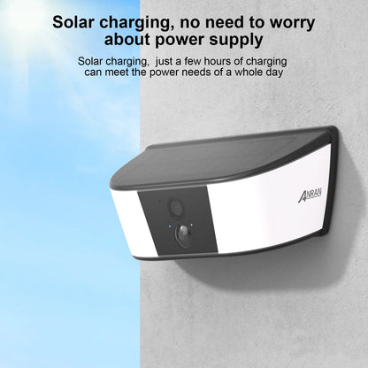 ANRAN 2K Security Camera Wireless Outdoor, Solar Wall Camera, Smart Siren, Spotlights, Color Night Vision, PIR Human Detection, Pan Tilt Control, 2-Way Talk