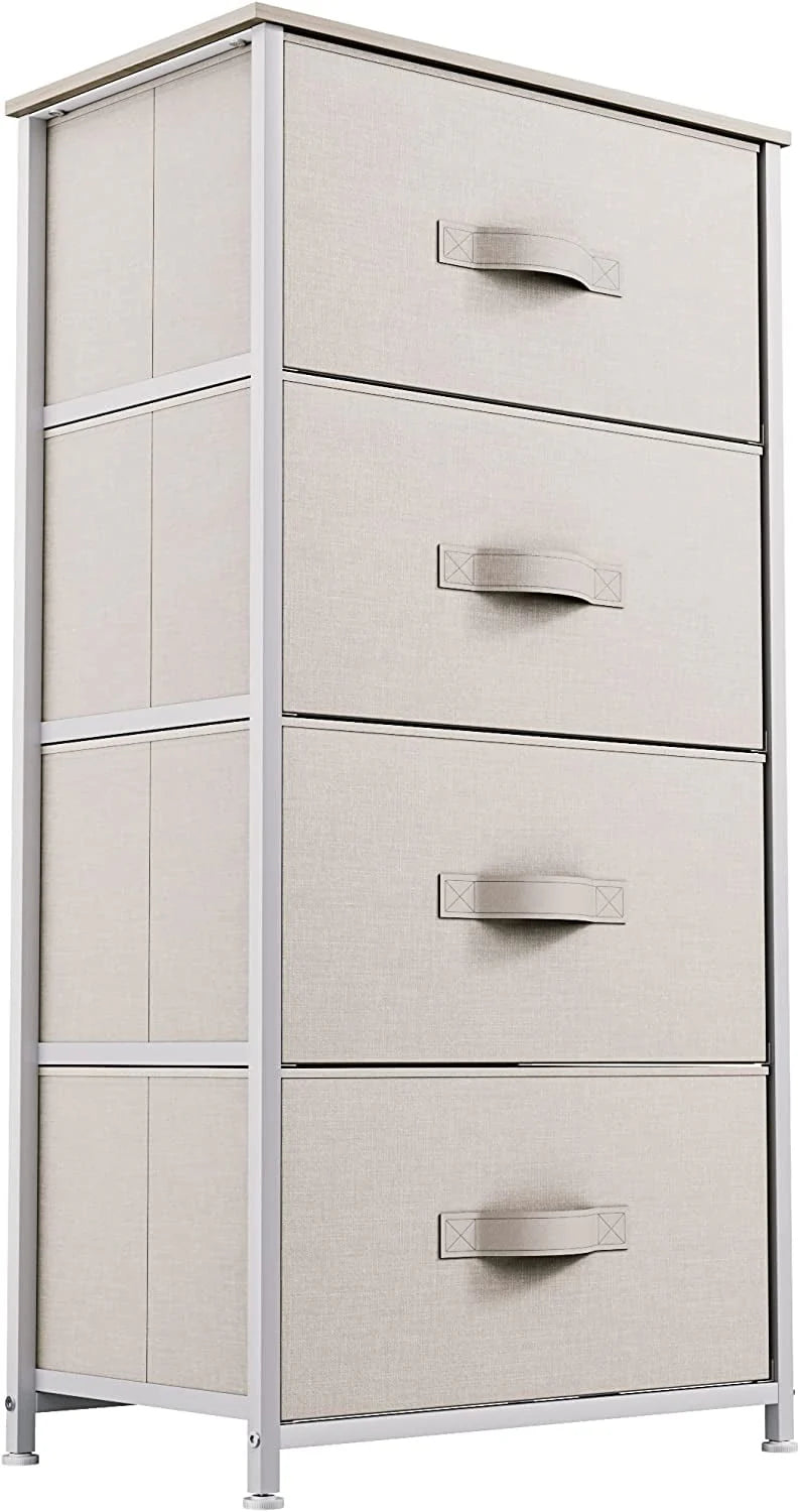 YINTATECH 4 Drawers Dresser Shelf Organizer Bedroom Bedside Storage Tower Black Grey