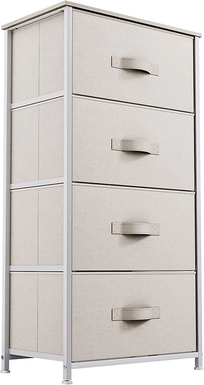 YINTATECH 4 Drawers Dresser Shelf Organizer Bedroom Bedside Storage Tower Black Grey